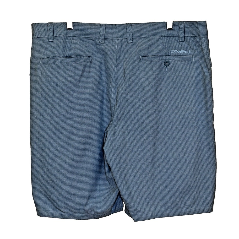 O'Neill Chino Shorts Mens Size 40 Light Blue Pin Stripe Flat Front Preppy - Picture 4 of 7